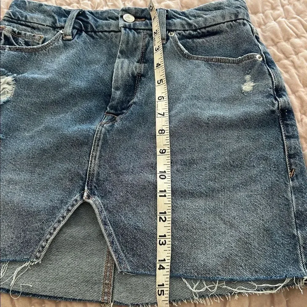 Good American Blue Distressed Mini Skirt 0